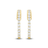 LADIES HOOP EARRINGS 1CT ROUND DIAMOND 14K YELLOW GOLD