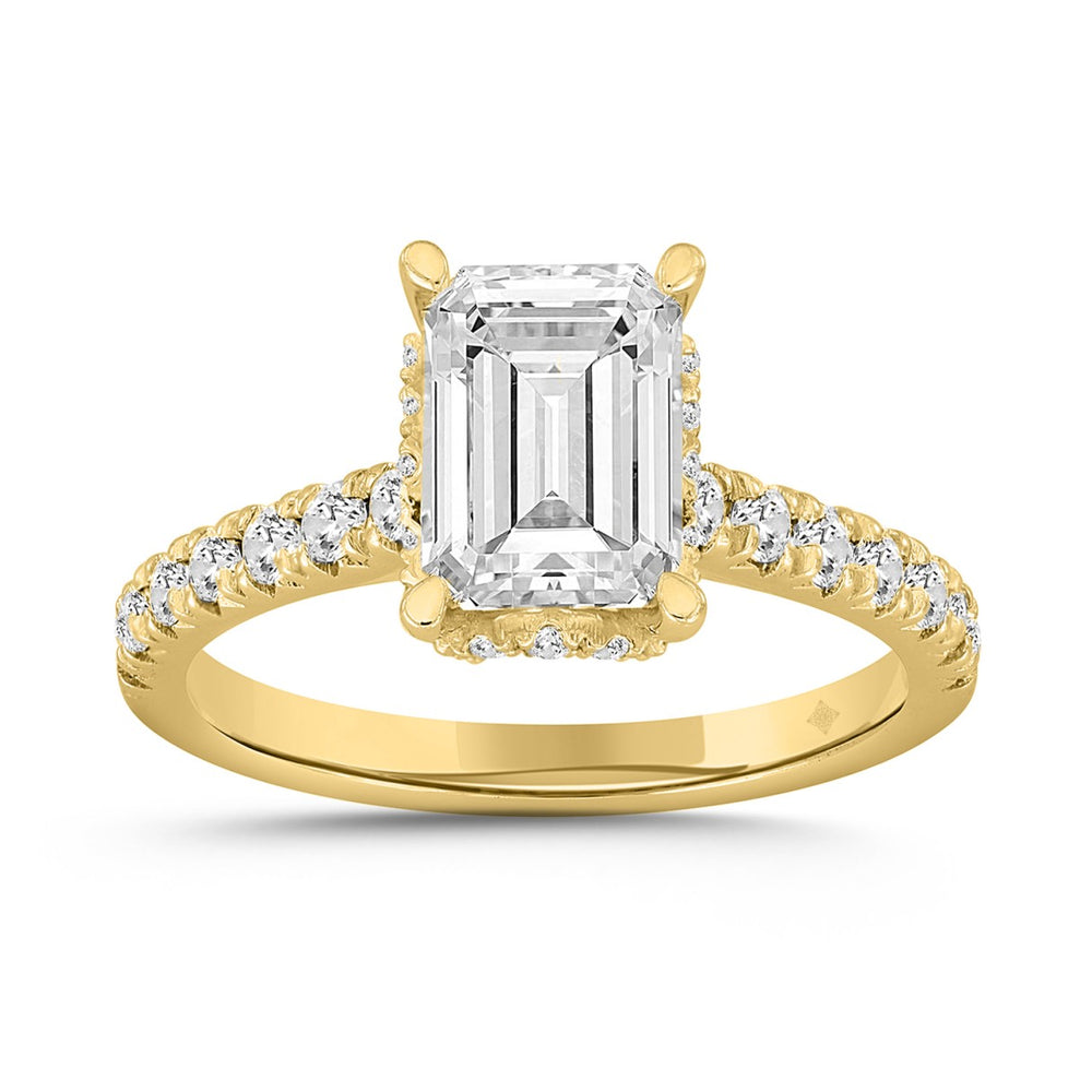 LADIES RING 2 1/2CT ROUND/EMERALD DIAMOND 14K YELLOW GOLD (CENTER STONE EMERALD DIAMOND 2CT )