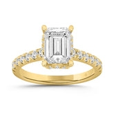 LADIES RING 2 1/2CT ROUND/EMERALD DIAMOND 14K YELLOW GOLD (CENTER STONE EMERALD DIAMOND 2CT )