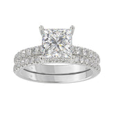 14K WHITE GOLD 2 7/8CT ROUND/PRINCESS DIAMOND LADIES BRIDAL SET (CENTER STONE PRINCESS DIAMOND 2.00CT)
