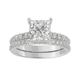 14K WHITE GOLD 2 7/8CT ROUND/PRINCESS DIAMOND LADIES BRIDAL SET (CENTER STONE PRINCESS DIAMOND 2.00CT)