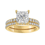 14K YELLOW GOLD 2 7/8CT ROUND/PRINCESS DIAMOND LADIES BRIDAL SET (CENTER STONE PRINCESS DIAMOND 2CT)
