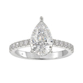 LADIES RING 2 1/2CT ROUND/PEAR/DIAMOND 14K WHITE GOLD