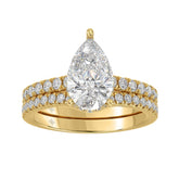 14K YELLOW GOLD 2 3/4CT ROUND/PEAR DIAMOND LADIES BRIDAL SET