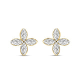 LADIES EARRINGS 1CT MARQUISE DIAMOND 14K YELLOW GOLD