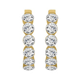 LADIES HOOP EARRINGS 1 3/4CT ROUND DIAMOND 14K YELLOW GOLD