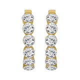 LADIES HOOP EARRINGS 1 3/4CT ROUND DIAMOND 14K YELLOW GOLD