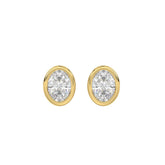 LADIES SOLITAIRE EARRINGS 2CT OVAL DIAMOND 14K YELLOW GOLD