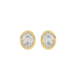 LADIES SOLITAIRE EARRINGS 2CT OVAL DIAMOND 14K YELLOW GOLD