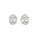 LADIES SOLITAIRE EARRINGS 3CT OVAL DIAMOND 14K WHITE GOLD