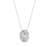 LADIES SOLITAIRE PENDANT 1CT OVAL DIAMOND 14K WHITE GOLD WITH CHAIN