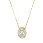 LADIES SOLITAIRE PENDANT 1CT OVAL DIAMOND 14K YELLOW GOLD WITH CHAIN