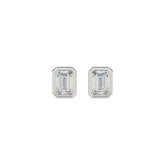 LADIES SOLITAIRE EARRINGS 1CT EMERALD DIAMOND 14K WHITE GOLD