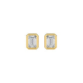 LADIES SOLITAIRE EARRINGS 1CT EMERALD DIAMOND 14K YELLOW GOLD