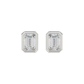 LADIES SOLITAIRE EARRINGS 3CT EMERALD DIAMOND 14K WHITE GOLD