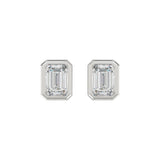 LADIES SOLITAIRE EARRINGS 3CT EMERALD DIAMOND 14K WHITE GOLD