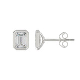 LADIES SOLITAIRE EARRINGS 3CT EMERALD DIAMOND 14K WHITE GOLD