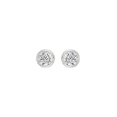 LADIES SOLITAIRE EARRINGS 1CT ROUND DIAMOND 14K WHITE GOLD
