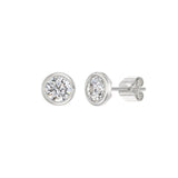 LADIES SOLITAIRE EARRINGS 2CT ROUND DIAMOND 14K WHITE GOLD