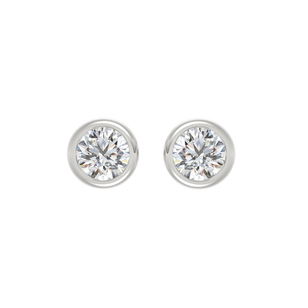 LADIES SOLITAIRE EARRINGS 3CT ROUND DIAMOND 14K WHITE GOLD