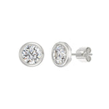 LADIES SOLITAIRE EARRINGS 3CT ROUND DIAMOND 14K WHITE GOLD