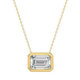 LADIES SOLITAIRE PENDANT 2CT EMERALD DIAMOND 14K YELLOW GOLD