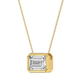 LADIES SOLITAIRE PENDANT 2CT EMERALD DIAMOND 14K YELLOW GOLD