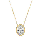 LADIES SOLITAIRE PENDANT 2CT OVAL DIAMOND 14K YELLOW GOLD