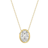 LADIES SOLITAIRE PENDANT 2CT OVAL DIAMOND 14K YELLOW GOLD