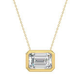LADIES SOLITAIRE PENDANT 3CT EMERALD DIAMOND 14K YELLOW GOLD