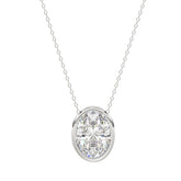LADIES SOLITAIRE PENDANT 3CT OVAL DIAMOND 14K WHITE GOLD