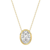 LADIES SOLITAIRE PENDANT 3CT OVAL DIAMOND 14K YELLOW GOLD