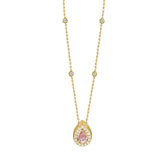 LADIES NECKLACE 3/4CT ROUND/PEAR DIAMOND 14K YELLOW GOLD (CENTER STONE PEAR DIAMOND 1/2CT )