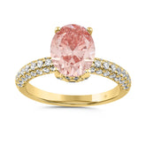 LADIES RING 2 3/4CT ROUND/OVAL DIAMOND 14K YELLOW GOLD (CENTER STONE OVAL DIAMOND 2CT )