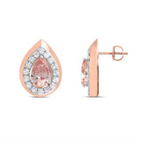 LADIES EARRINGS 1 1/3CT ROUND/PEAR DIAMOND 14K ROSE GOLD (CENTER STONE PEAR DIAMOND 1CT)