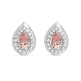 LADIES EARRINGS 1 1/3CT ROUND/PEAR DIAMOND 14K WHITE GOLD (CENTER STONE PEAR DIAMOND 1CT)