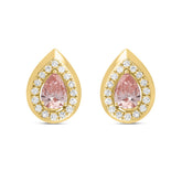 LADIES EARRINGS 1 1/3CT ROUND/PEAR DIAMOND 14K YELLOW GOLD (CENTER STONE PEAR DIAMOND 1CT)