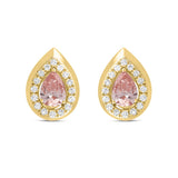 LADIES EARRINGS 1 1/3CT ROUND/PEAR DIAMOND 14K YELLOW GOLD (CENTER STONE PEAR DIAMOND 1CT)