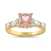 LADIES RING 2CT ROUND/PRINCESS/OVAL DIAMOND 14K YELLOW GOLD (CENTER STONE PRINCESS DIAMOND 1CT )
