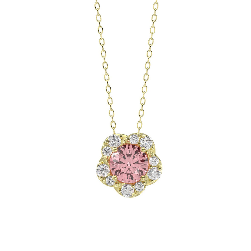 LADIES PENDANT 1CT ROUND DIAMOND 14K YELLOW GOLD WITH CHAIN (CENTER STONE ROUND DIAMOND 3/4CT )
