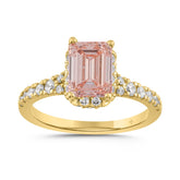 LADIES RING 2 1/5CT ROUND/EMERALD DIAMOND 14K YELLOW GOLD (CENTER STONE EMERALD DIAMOND 1 1/2CT )