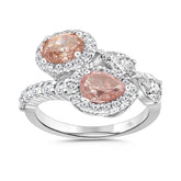 LADIES RING 2 1/4CT ROUND/PEAR/OVAL DIAMOND 14K WHITE GOLD (CENTER STONE PINK PEAR DIAMOND 1/2CT)