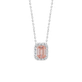 ETERNAL BLUSH COLLECTION LADIES PENDANT 1 1/5CT ROUND/EMERALD DIAMOND 14K WHITE GOLD WITH CHAIN (CENTER STONE PINK EMERALD DIAMOND 1CT)