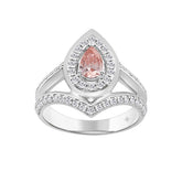 LADIES RING 1CT ROUND/PEAR DIAMOND 14K WHITE GOLD (CENTER STONE PEAR DIAMOND 1/2CT)