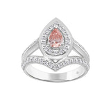 LADIES RING 1CT ROUND/PEAR DIAMOND 14K WHITE GOLD (CENTER STONE PEAR DIAMOND 1/2CT)