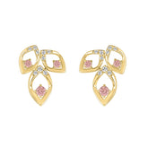 LADIES EARRINGS 1/2CT ROUND DIAMOND 14K YELLOW GOLD (CENTER STONE ROUND DIAMOND 1/3CT )