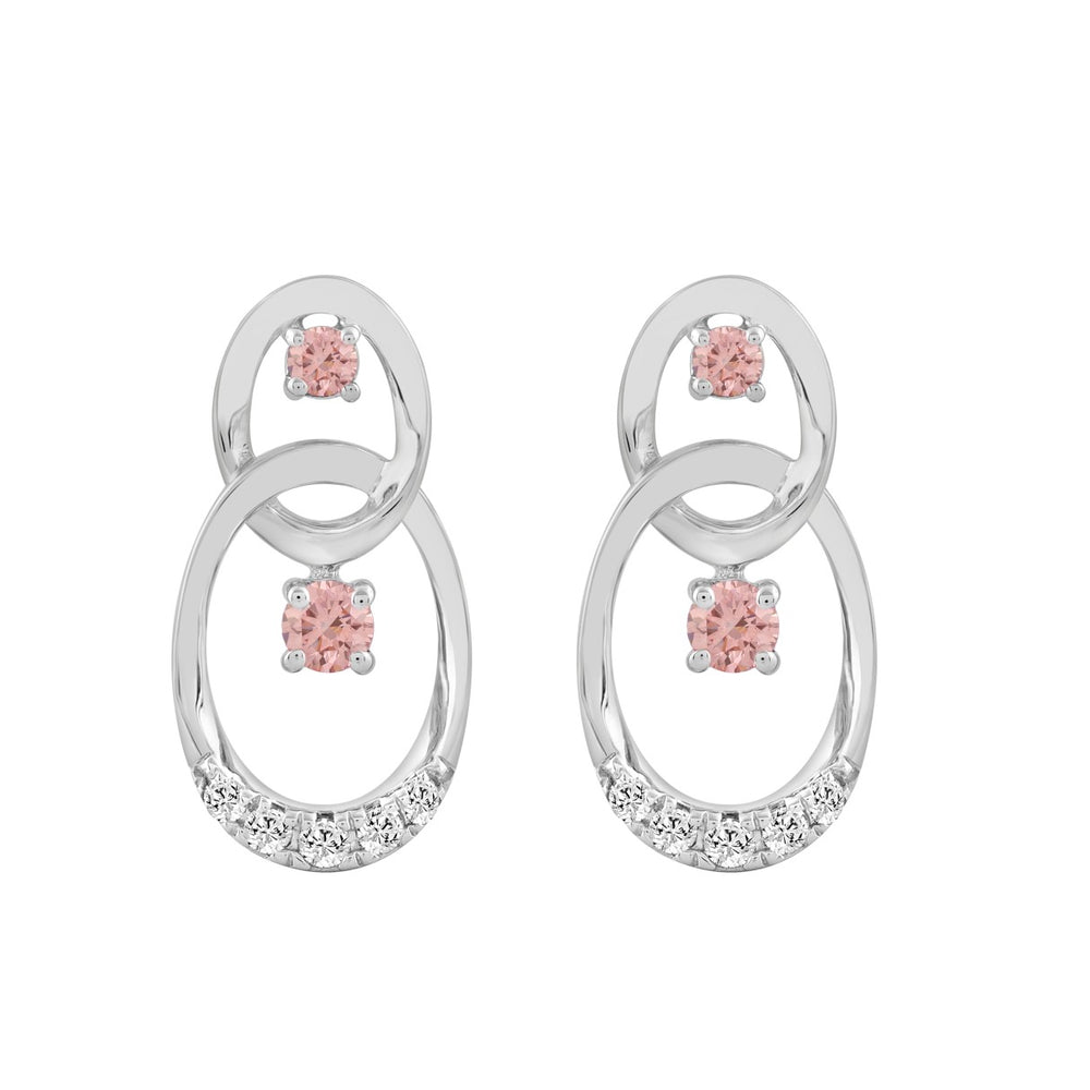 LADIES EARRINGS 1/2CT ROUND DIAMOND 14K WHITE GOLD (CENTER STONE ROUND DIAMOND 1/3CT )