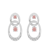 LADIES EARRINGS 1/2CT ROUND DIAMOND 14K WHITE GOLD (CENTER STONE ROUND DIAMOND 1/3CT )
