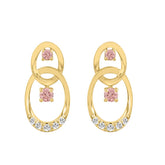 LADIES EARRINGS 1/2CT ROUND DIAMOND 14K YELLOW GOLD (CENTER STONE ROUND DIAMOND 1/3CT )