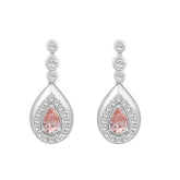 LADIES EARRINGS 1 1/2CT ROUND/PEAR DIAMOND 14K WHITE GOLD (CENTER STONE PEAR DIAMOND 1CT)